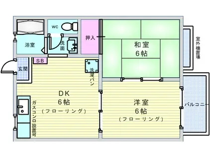 タウニーイサカ(2DK/1階)の間取り写真