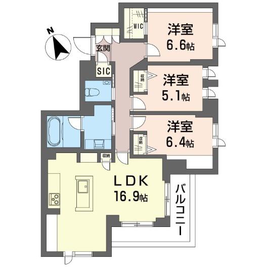 FAM橋本(3LDK/3階)の間取り写真