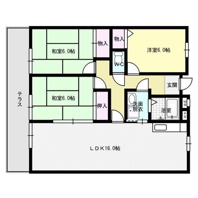 大産春日マンション(3LDK/1階)の間取り写真