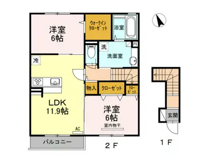 ハッピーコーポC(2LDK/2階)の間取り写真