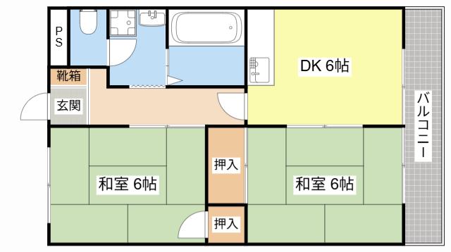 シャルムタカ21(2DK/1階)の間取り写真