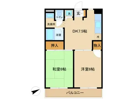 高ひろハイツ(2DK/2階)の間取り写真