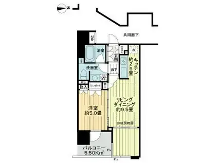 フォルム四谷外苑東(1LDK/8階)の間取り写真