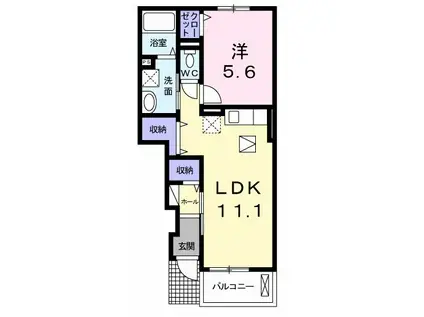 ＪＲ武蔵野線 越谷レイクタウン駅 徒歩15分 2階建 築15年(1LDK/1階)の間取り写真