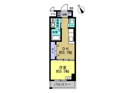 メゾン ド クレチュール(1DK/1階)の間取り写真