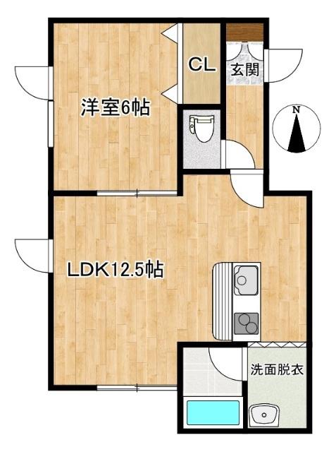 メェージソンIV(1LDK/2階)の間取り写真