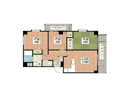 メゾンドプレジール(3LDK/3階)の間取り写真