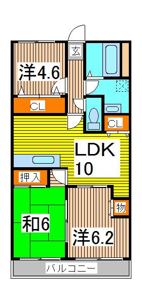 エマーレ南浦和(3LDK/6階)の間取り写真