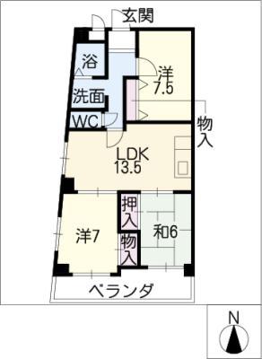 セシリオ原(3LDK/4階)の間取り写真