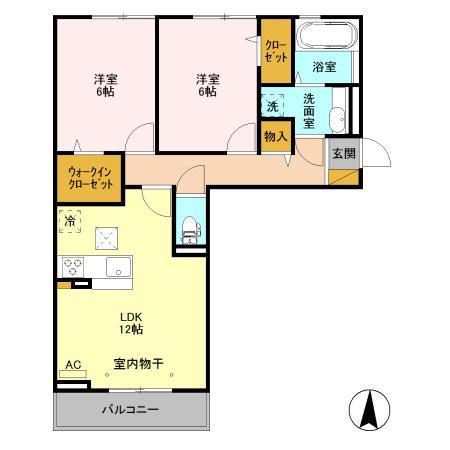 モルゲンロート 光(2LDK/2階)の間取り写真