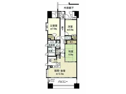 仙台パークホームズ新寺公園(3LDK/3階)の間取り写真