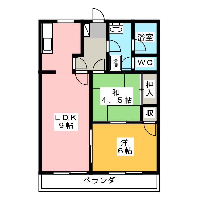 東乃コーポ(2LDK/3階)の間取り写真