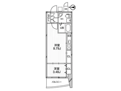 URBAN FLATS江坂(1LDK/4階)の間取り写真