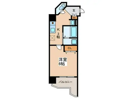 プルミエール天王寺(1K/2階)の間取り写真