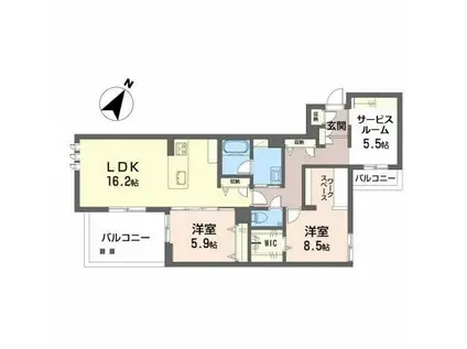 HIGH LINE PARK A(3LDK/2階)の間取り写真