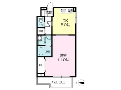 コンフォート武庫川(1DK/3階)の間取り写真