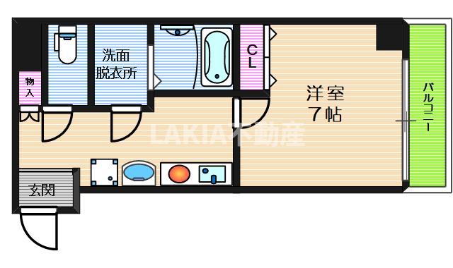 ソラード王子町(1K/2階)の間取り写真