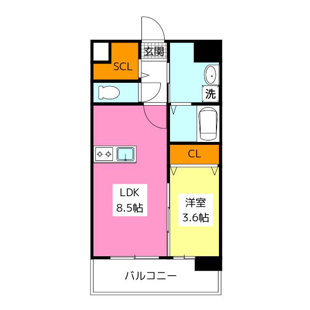 RESIAS ONE TENJINMINAMI BLDG(1LDK/5階)の間取り写真