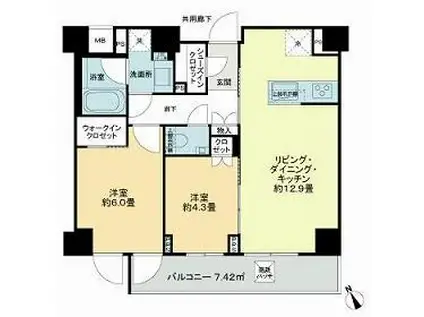 ディアナコート三軒茶屋(2LDK/2階)の間取り写真