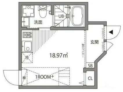 グランエッグス上野毛(ワンルーム/1階)の間取り写真
