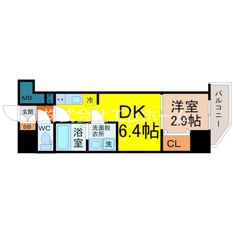 CREST TAPP名古屋山王(1DK/2階)の間取り写真