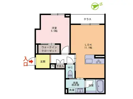 LIBERONDO(1LDK/1階)の間取り写真