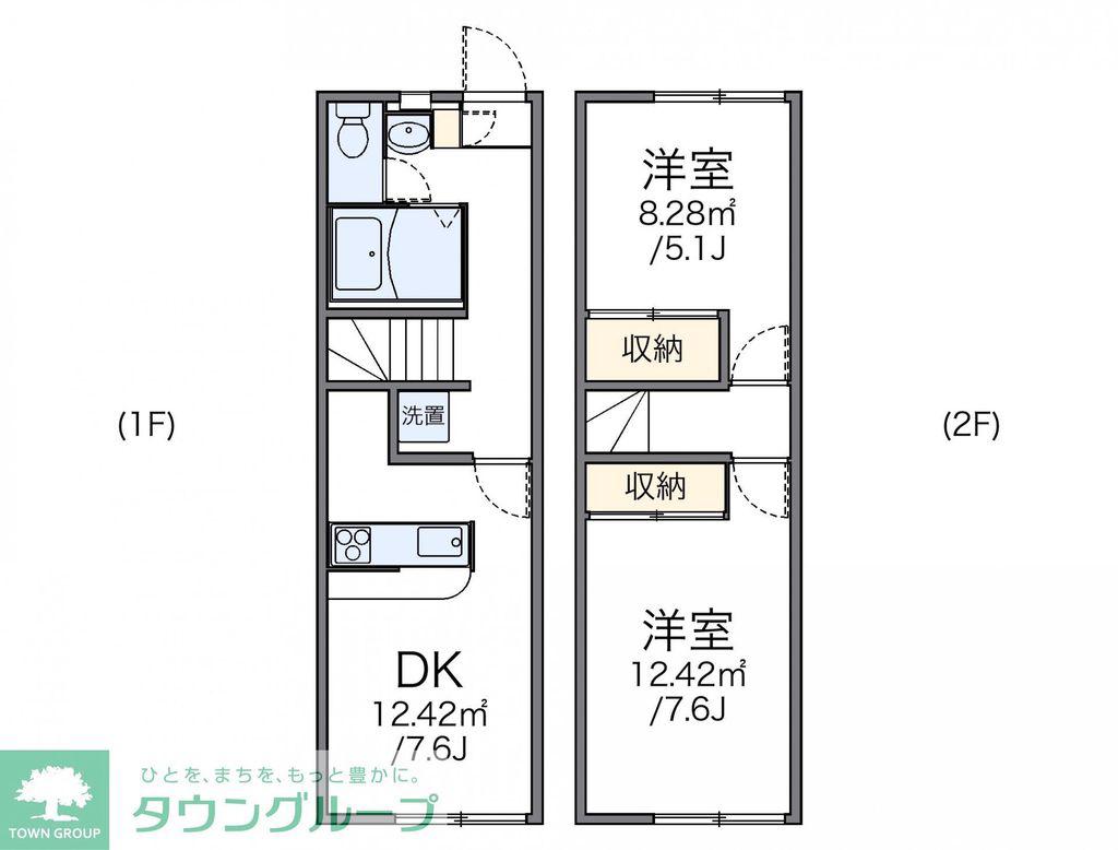 レオパレスモンテヒルズ(2DK/1階)の間取り写真