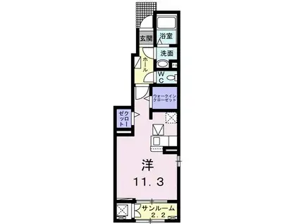 ルームス.吹上(ワンルーム/1階)の間取り写真