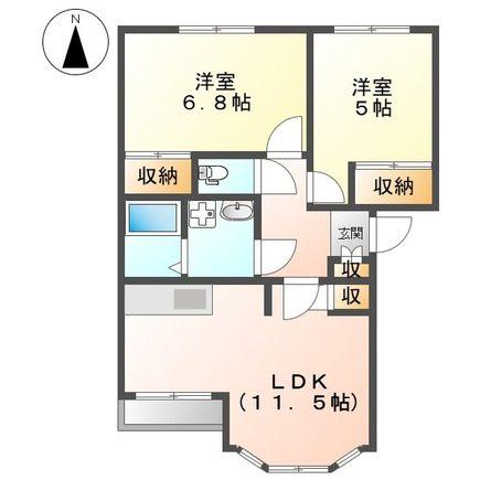 ルナ フレア(2LDK/2階)の間取り写真