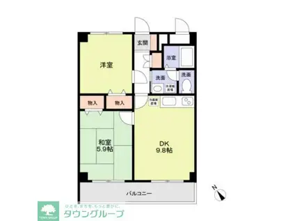 つるやビル(2DK/3階)の間取り写真