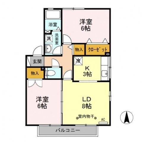 サンメゾン A(2LDK/1階)の間取り写真