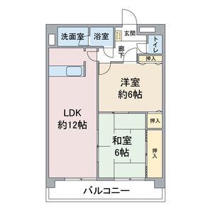 リバーサイド雅(2DK/4階)の間取り写真