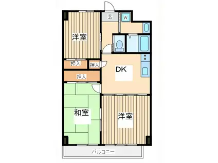 グリーンパレス国立(3DK/4階)の間取り写真