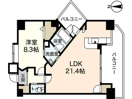ELUNA(1LDK/2階)の間取り写真