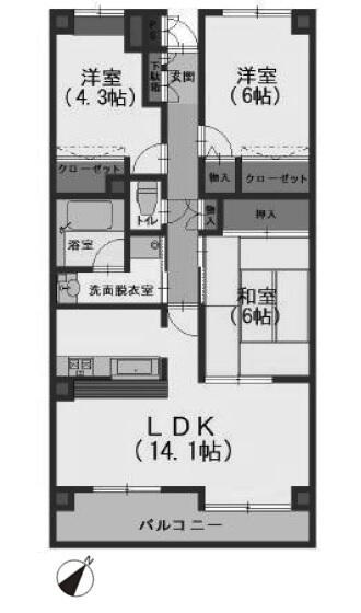 ファミール松戸二十世紀が丘(3LDK/3階)の間取り写真