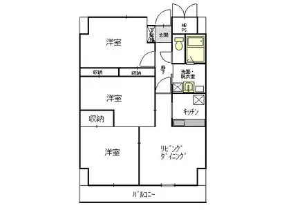 浜町センタービル(3LDK/10階)の間取り写真
