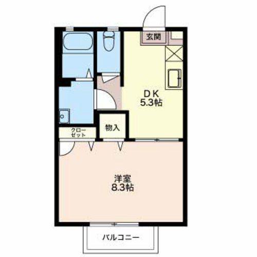 ディアスヒロA棟(1DK/1階)の間取り写真