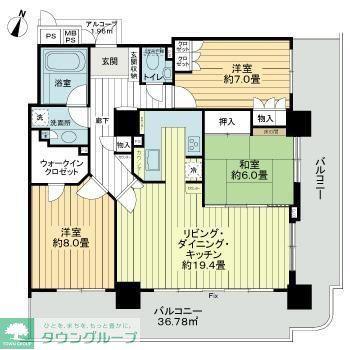 ライオンズステージ府中シティタワー(3LDK/30階)の間取り写真