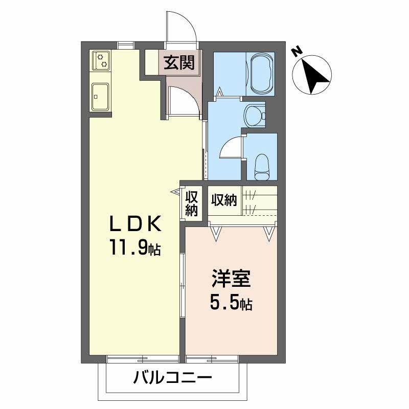 SUN・HOUSE南(1LDK/2階)の間取り写真