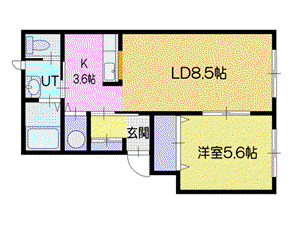 モイザリリバーハイツ(1LDK/2階)の間取り写真
