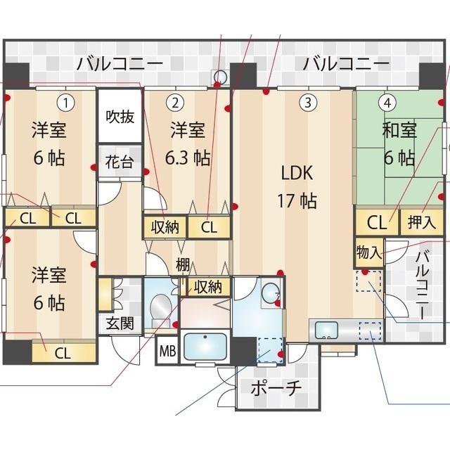 PURE・TAISHU(4LDK/4階)の間取り写真