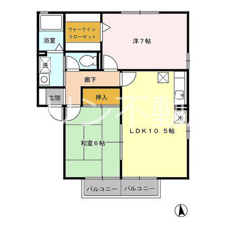 グランシャリオ(2LDK/1階)の間取り写真