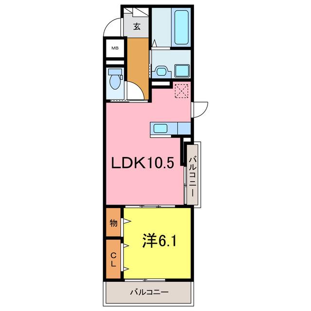 エレンシア(1LDK/2階)の間取り写真