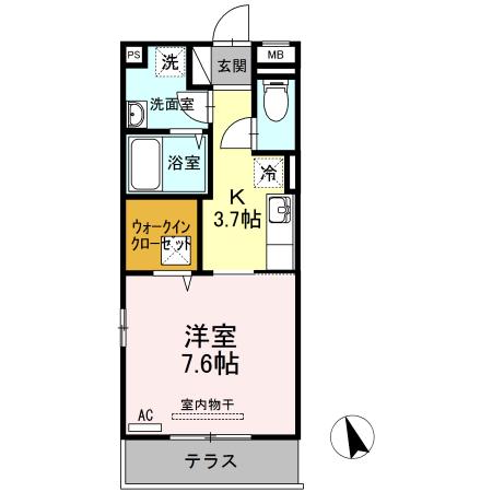 ウィルコート潮音町C棟(1K/1階)の間取り写真