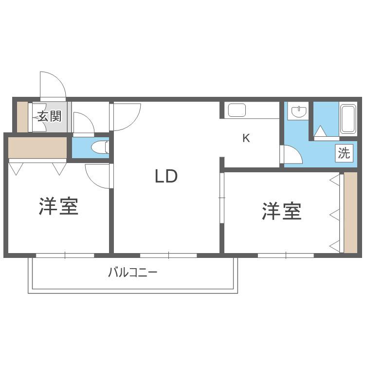 フォーレスト元町(2LDK/3階)の間取り写真
