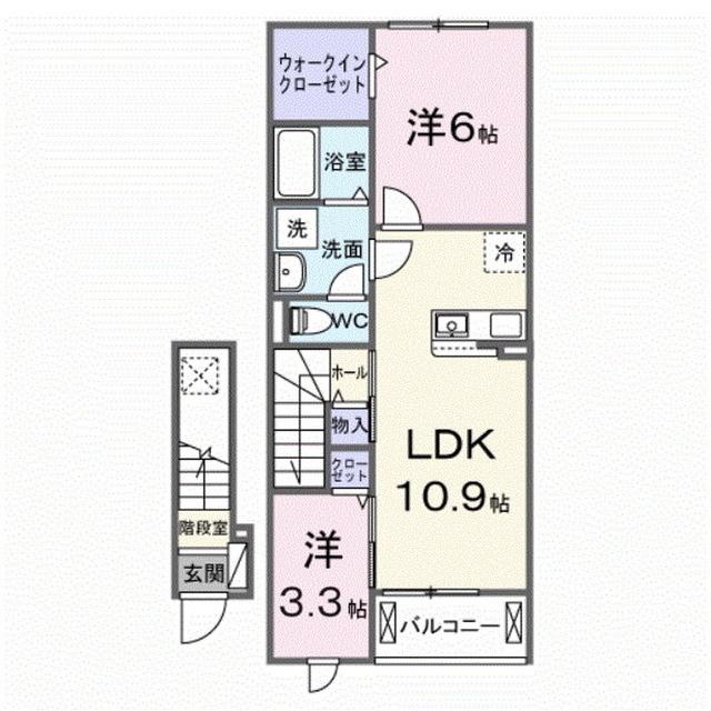 ファビオネスト駒沢(2LDK/2階)の間取り写真