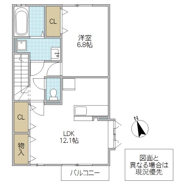フォンテーヌB(1LDK/1階)の間取り写真