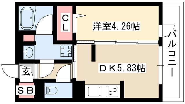 アヴェニ-ル(1DK/2階)の間取り写真