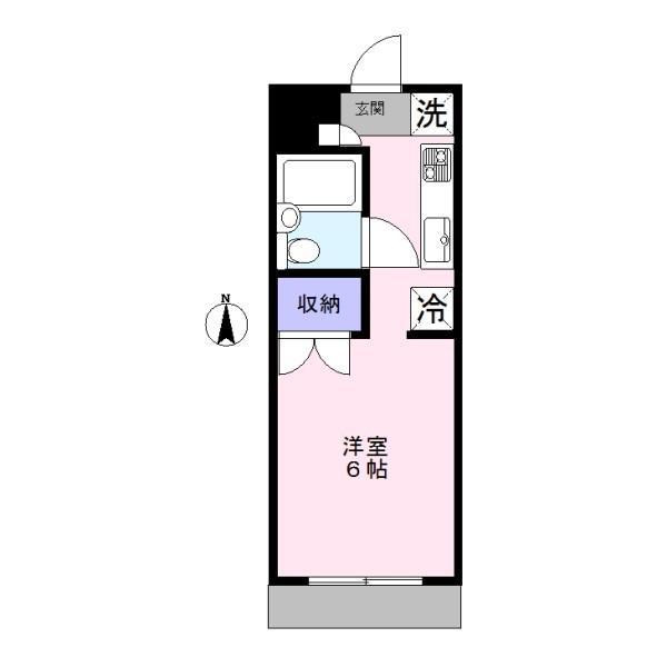 ミラーグリム(ワンルーム/1階)の間取り写真