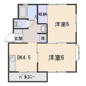 ムーンパレス(2DK/1階)の間取り写真